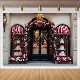 Lofaris Red and Pink Rose Floral Arch with Heart Bakery Party Backdrop Romantic Valentine’s Day Celebration Decor