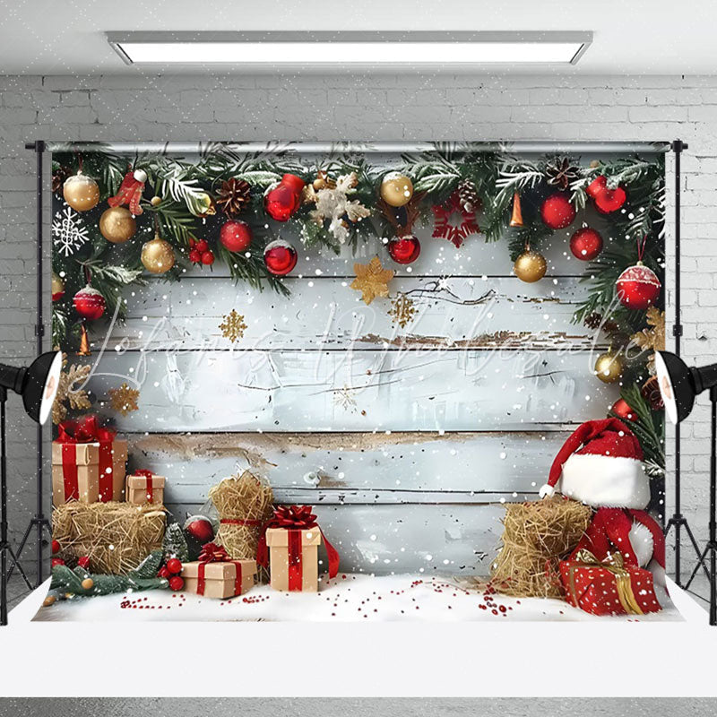 Lofaris Red Ball Decoration Christmas Photography Backdrop