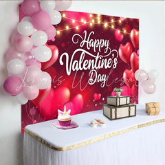 Lofaris Red Heart Balloons and Fairy Lights Valentines Day Backdrop Romantic Bokeh Party Background