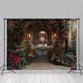 Lofaris Red Poinsettia Plant Wreath Door Christmas Backdrop