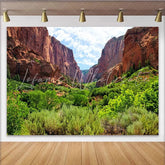 Lofaris Red Rock Canyon Natural Scenery Backdrop with Lush Greenery Scenic Photo Background for Studio and Outdoor Photography