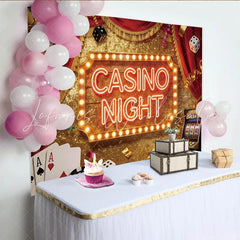 Lofaris Red Velvet Casino Night Party Backdrop with Glitter and Game Elements Luxurious Gambling Theme Background for Adult Event