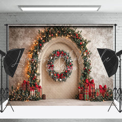 Lofaris Retro Beige Wall Wreath Gifts Christmas Backdrop