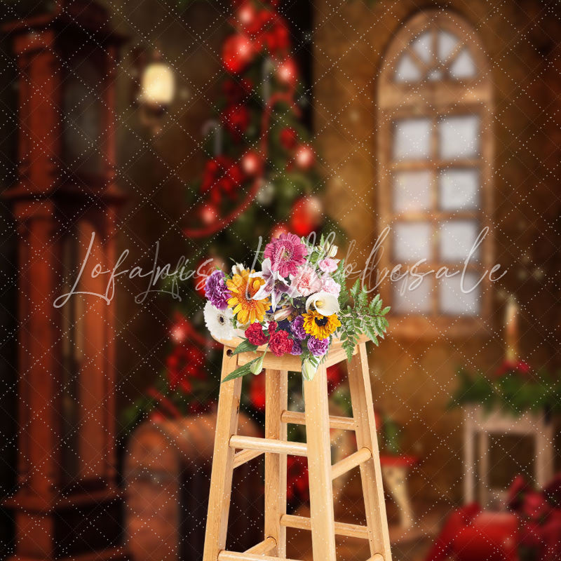Lofaris Retro Grandfather Clock Xmas Tree Christmas Backdrop