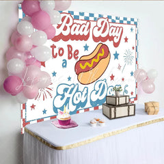 Lofaris Retro Hot Dog Independence Day Backdrop with Stars and Fireworks Patriotic Summer Party Background for Photo Booth Props