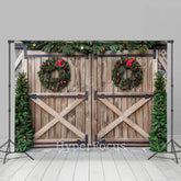Lofaris Retro Wooden Door Tree Wreath Christmas Vibe Backdrop