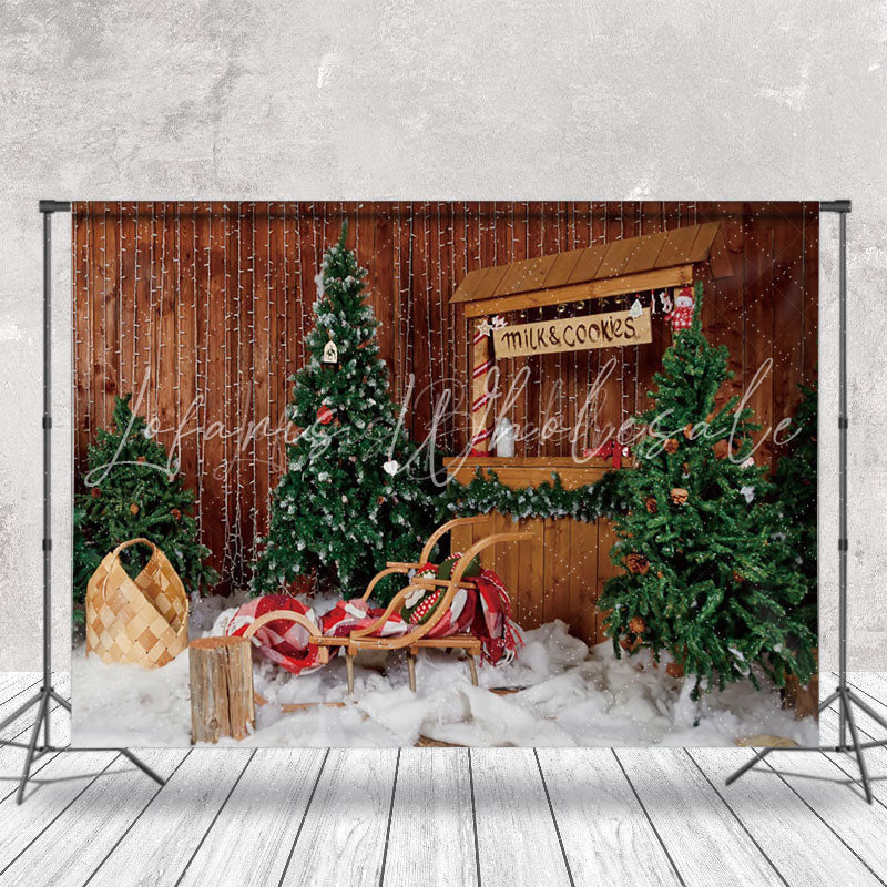 Lofaris Retro Wooden Stall Christmas Photography Backdrop