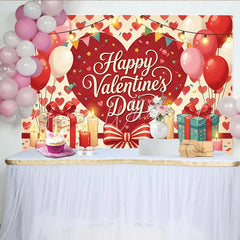 Lofaris Romantischer roter und rosa Valentinstags-Partyhintergrund mit Ballons Geschenken und Kerzen für Paare und Verliebte