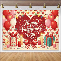 Lofaris Romantischer roter und rosa Valentinstags-Partyhintergrund mit Ballons Geschenken und Kerzen für Paare und Verliebte