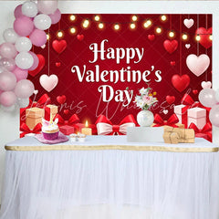 Lofaris Romantischer roter Valentinstags-Hintergrund mit Herzen Geschenken und Kerzen festliche Fotokulisse für Paare