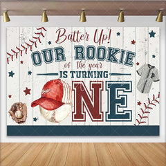Lofaris Rookie of the Year First Birthday Backdrop Baseball Theme One Year Old Party Banner