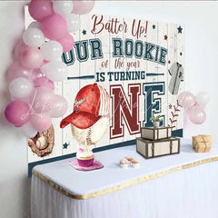 Lofaris Rookie of the Year First Birthday Backdrop Baseball Theme One Year Old Party Banner