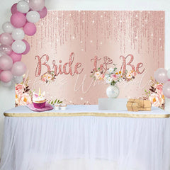 Lofaris Rose Gold Bride to Be Backdrop Pink Floral and Glitter Diamond Ring Background for Bridal Shower