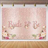 Lofaris Rose Gold Bride to Be Backdrop Pink Floral and Glitter Diamond Ring Background for Bridal Shower