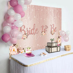 Lofaris Rose Gold Bride to Be Backdrop Pink Floral and Glitter Diamond Ring Background for Bridal Shower