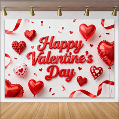 Lofaris Rote Herzen Ballons Bänder Konfetti Valentinstag Hintergrund für romantische Feiern und Paare Fotostudio-Requisiten