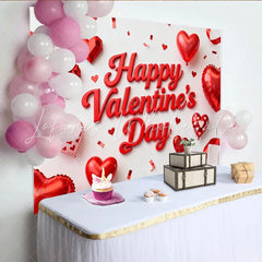 Lofaris Rote Herzen Ballons Bänder Konfetti Valentinstag Hintergrund für romantische Feiern und Paare Fotostudio-Requisiten