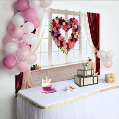 Lofaris Rote Rosa Weiße Lila Rosen Herz Blumen Fenster Partyhintergrund Valentinstag Hochzeiten Jubiläen Fotostudio-Requisiten