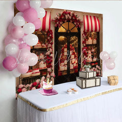 Lofaris Rote Rosen Rosa Blumen Kuchen Schaufenster Partyhintergrund für Hochzeit Valentinstag und Jubiläum