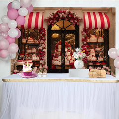 Lofaris Rote Rosen Rosa Blumen Kuchen Schaufenster Partyhintergrund für Hochzeit Valentinstag und Jubiläum