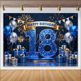 Lofaris Royal Blue 18th Happy Birthday Backdrop Blue Diamond Numbers and Balloons Background Milestone Anniversary