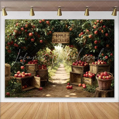 Lofaris Rustic Apple Orchard Photography Backdrop with Red Apples Charming Harvest Background for Autumn Photoshoot
