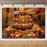Lofaris Rustic Autumn Harvest Photography Backdrop Fall Pumpkin and Sunflower Scene for Studio Portraits