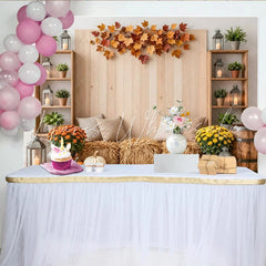 Lofaris Rustic Autumn Harvest Photography Backdrop with Pumpkins and Hay Bales Cozy Fall Studio Background for Seasonal Photoshoot