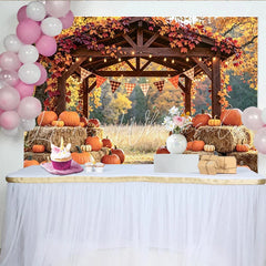 Lofaris Rustic Autumn Harvest Photography Backdrop with Pumpkins and Hay Beautiful Fall Season Decor for Thanksgiving Party