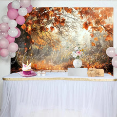 Lofaris Rustic Autumn Photography Backdrop with Falling Orange Leaves Misty Forest Background for Seasonal Photoshoot