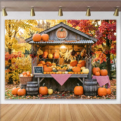 Lofaris Rustic Autumn Pumpkin Patch Backdrop with Fall Leaves and Pumpkins Charming Harvest Festival Background for Photoshoot Decor
