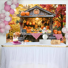 Lofaris Rustic Autumn Pumpkin Patch Backdrop with Fall Leaves and Pumpkins Charming Harvest Festival Background for Photoshoot Decor