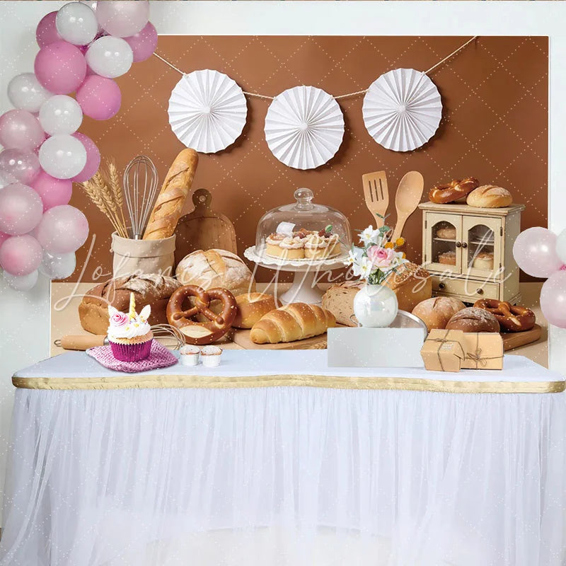 Lofaris Rustic Bakery Photography Backdrop with Fresh Bread and Pastries Studio Background for Food Photography and Kitchen Decor