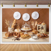 Lofaris Rustic Bakery Photography Backdrop with Fresh Bread and Pastries Studio Background for Food Photography and Kitchen Decor