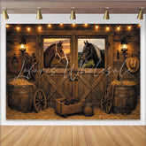 Lofaris Rustic Barn Horse Photography Backdrop with String Lights Western Farmhouse Studio Background for Photo Booth Props