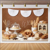 Lofaris Rustic Brown Bakery Photography Backdrop with Fresh Bread and Pastries Charming Kitchen Background for Food Photography Studio