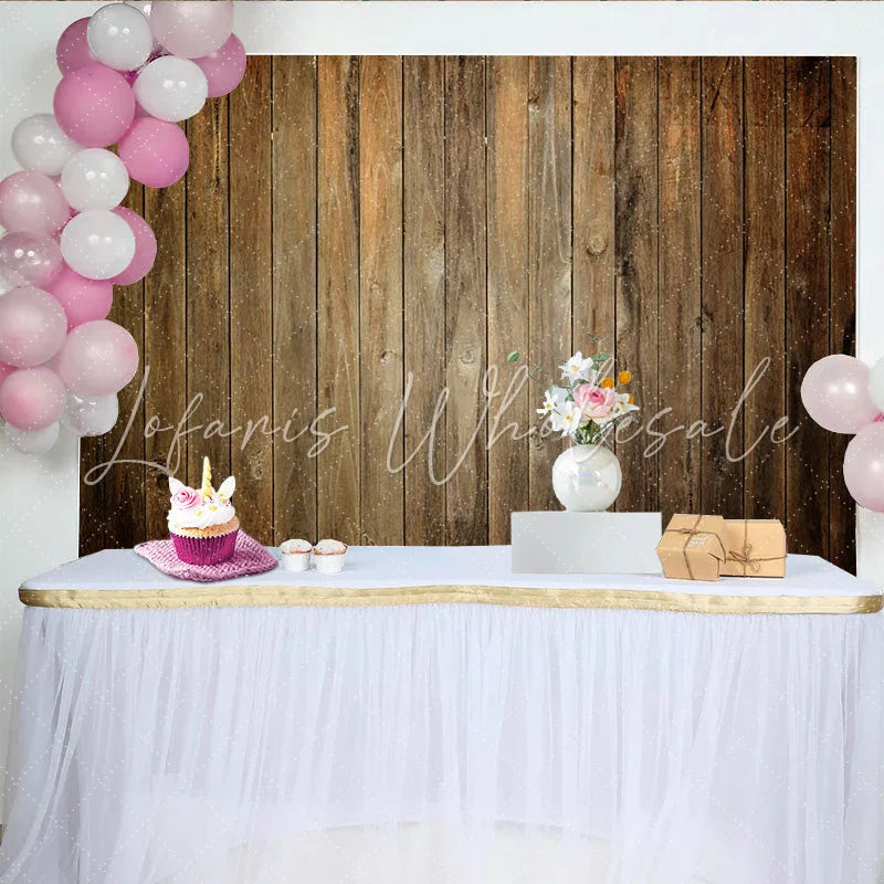 Lofaris Rustic Brown Wood Plank Party Backdrop Vintage Weathered Wooden Texture for Events