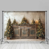 Lofaris Rustic Christmas Tree Photography Backdrop Farmhouse Wooden Console Decor Holiday Mini Session Background