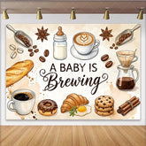 Lofaris Rustic Coffee Theme A Baby Is Brewing Baby Shower Backdrop Breakfast Items Photography Background for Gender Reveal Party