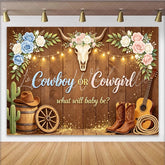 Lofaris Rustic Cowboy or Cowgirl Gender Reveal Baby Shower Backdrop Western Themed Photography Background for Baby Announcement Party