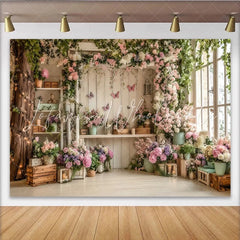 Lofaris Rustic Floral Photography Backdrop with Pink and Purple Flowers and Green Vines Elegant Studio Background for Spring Portraits