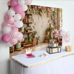 Lofaris Rustic Floral Photography Backdrop with Pink and Purple Flowers and Vines Elegant Studio Background for Portrait Photoshoot