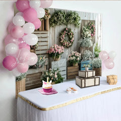 Lofaris Rustic Floral Photography Backdrop with Roses and Wood Crates Elegant Flower Wall Decor for Professional Portrait