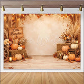 Lofaris Rustic Little Pumpkin Fall Baby Shower Backdrop with Pumpkins Cozy Autumn Leaves Background for Photoshoot and Party Decor