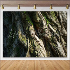 Lofaris Rustic Old Tree Bark Natural Scenery Backdrop with Green Moss Texture Forest Wood Photography Background for Studio Portrait