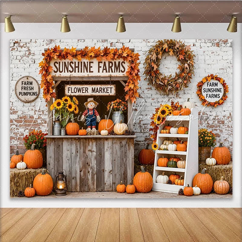 Lofaris Rustic Pumpkin Patch Autumn Backdrop for Thanksgiving Vintage Farmhouse Barn Wood Background for Photo Studio