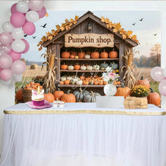 Lofaris Rustic Pumpkin Patch Backdrop with Autumn Leaves and Corn Stalks Fall Harvest Background for Halloween Party Decor