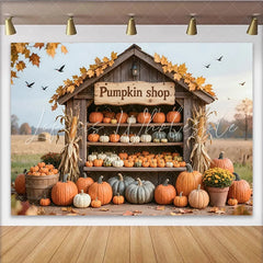 Lofaris Rustic Pumpkin Patch Backdrop with Autumn Leaves and Corn Stalks Fall Harvest Background for Halloween Party Decor