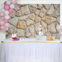 Lofaris Rustic Stone Wall Photography Backdrop with Natural Beige Texture Versatile Photo Background for Studio Portrait