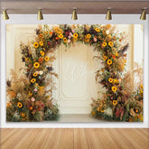 Lofaris Rustic Sunflower and Pampas Grass Floral Arch Party Backdrop Bohemian Wedding or Fall Photo Shoot